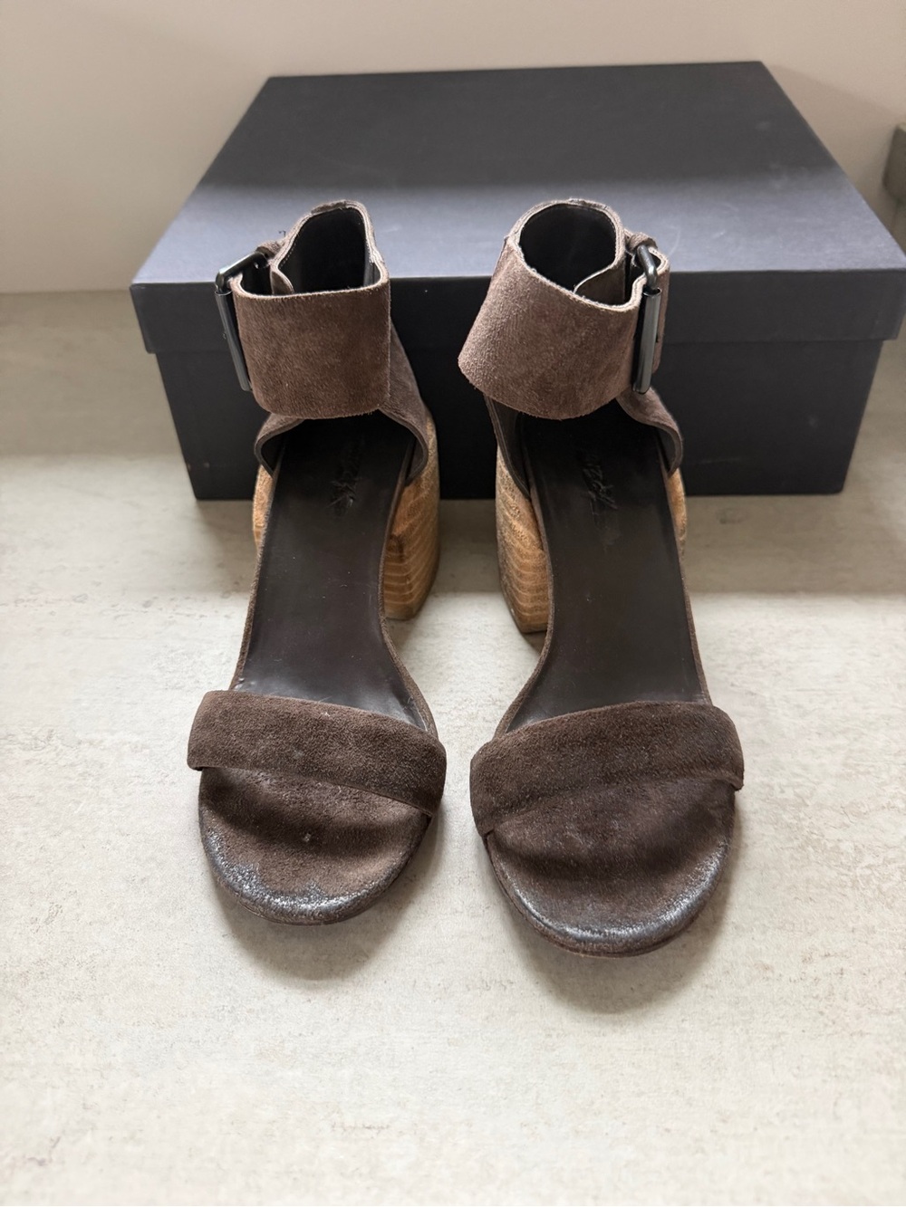 Marsell Brown Suede Ankle-Strap Wedge Sandals